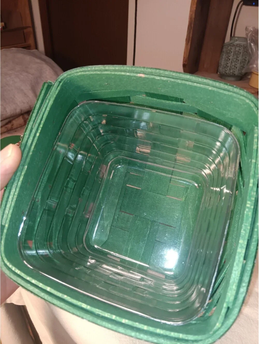 Longaberger 2011 Christmas Box Basket Shamrock Green Lid Ornament MINT